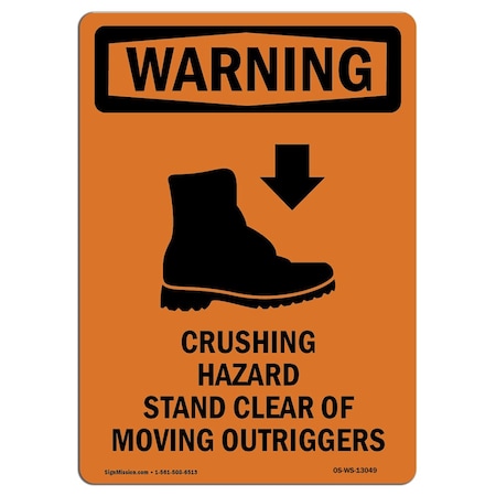 OSHA WARNING Sign, Crushing Hazard Stand W/ Symbol, 14in X 10in Rigid Plastic